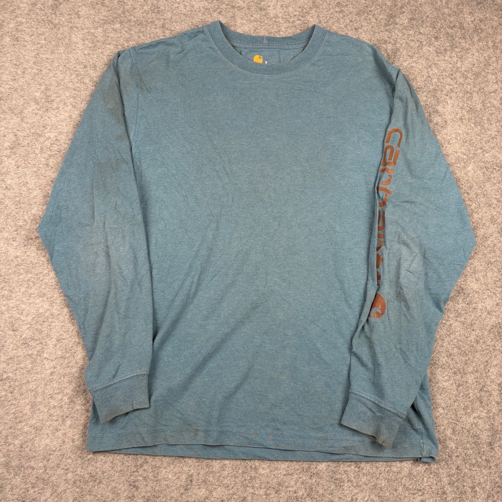 Carhartt Long Sleeve Shirt Mens Small Blue Graphic Original Fit K289